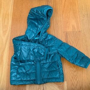 Primary Teal Hooded Puffer Jacket